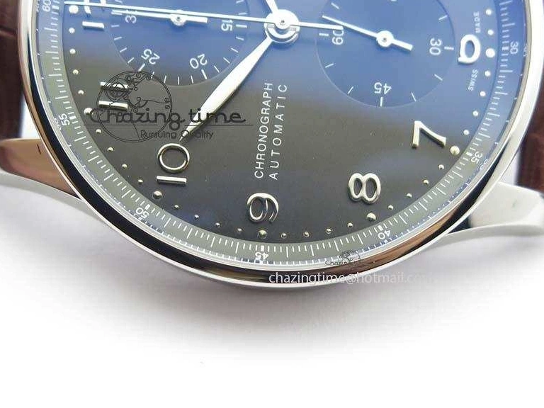 MIROTIME 0719 Supportive Portuguese Chrono IW371431 ZF 1:1 Best Edition Gray Dial On Brown Leather Strap A79350 (Slim Movement) 7261